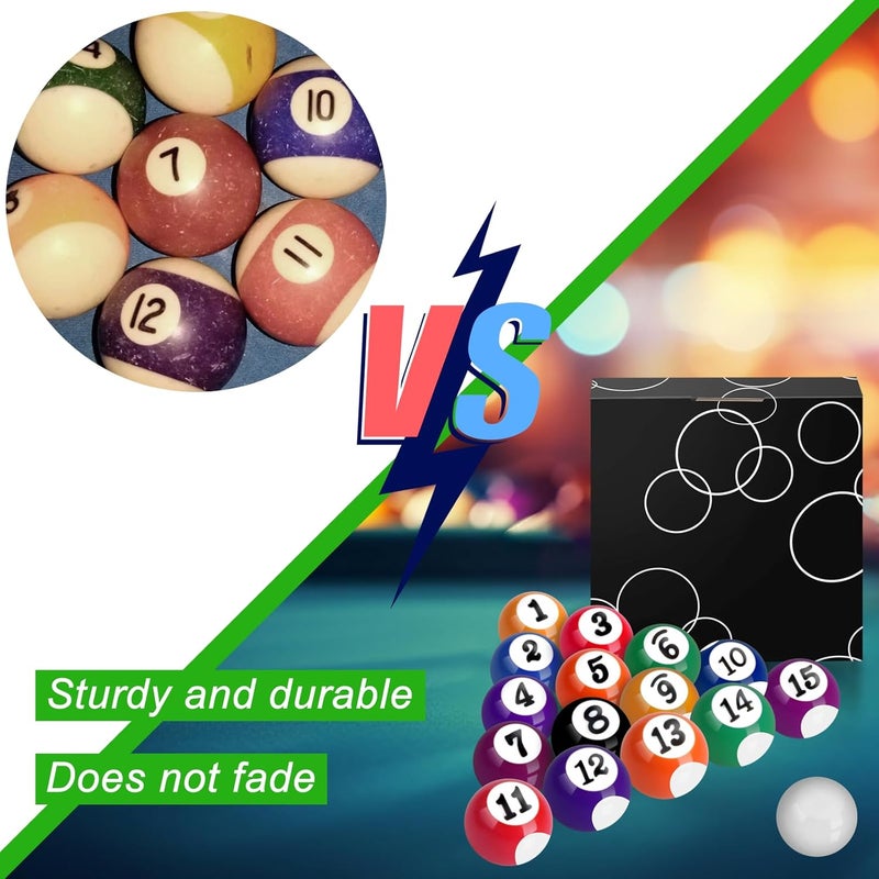 AccEncyc 2.5cm/0.98inch Mini Billiard Balls Set 16Pcs Children's Pool Balls for Kid's Table, Indoor Game Toy for Kids, Adults - Image 5